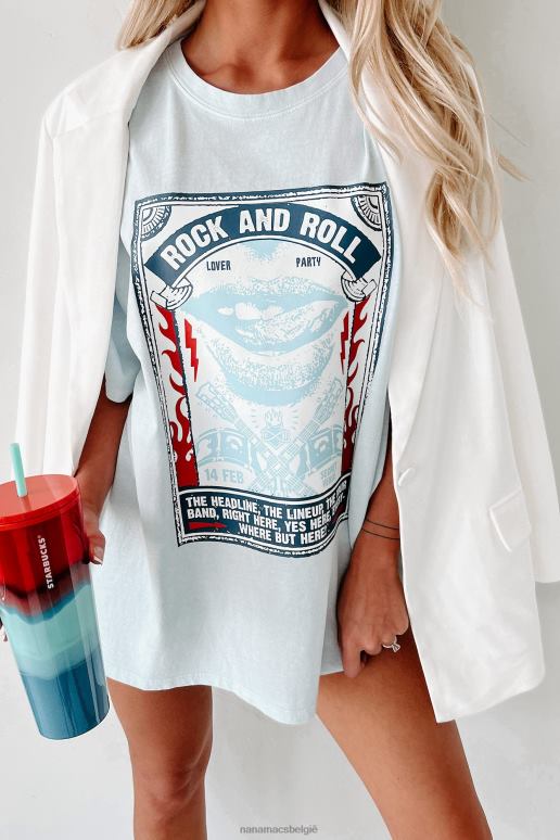 arctisch blauw Liberty Rocks oversized grafisch T-shirt NanaMacs HPTT796