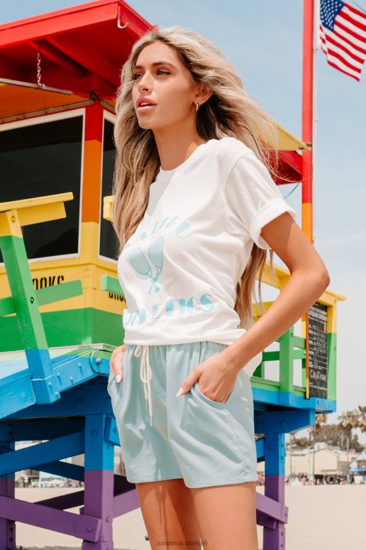 gebroken wit malibu atletiek tennis grafisch t-shirt NanaMacs HPTT937