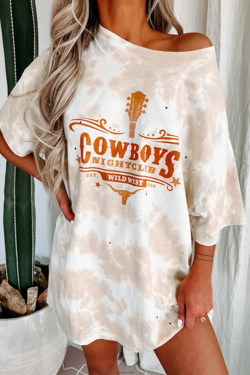 khaki cowboys night club oversized distressed tie-dye grafisch t-shirt NanaMacs HPTT1072