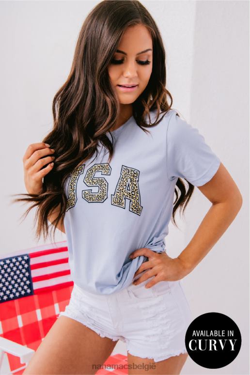 lichtblauw luipaard usa grafisch t-shirt NanaMacs HPTT994