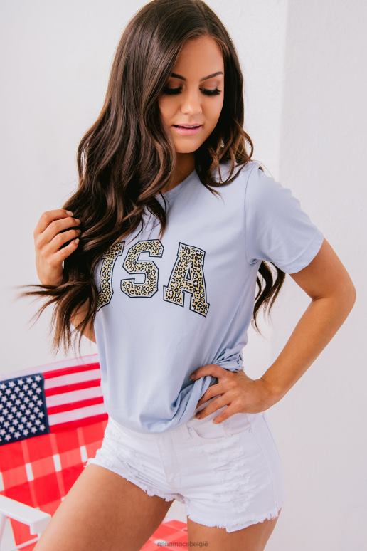 lichtblauw luipaard usa grafisch t-shirt NanaMacs HPTT994