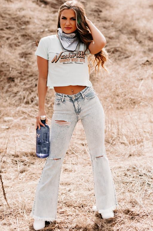 mintblauw countrymuziek revue grafisch crop-t-shirt NanaMacs HPTT854