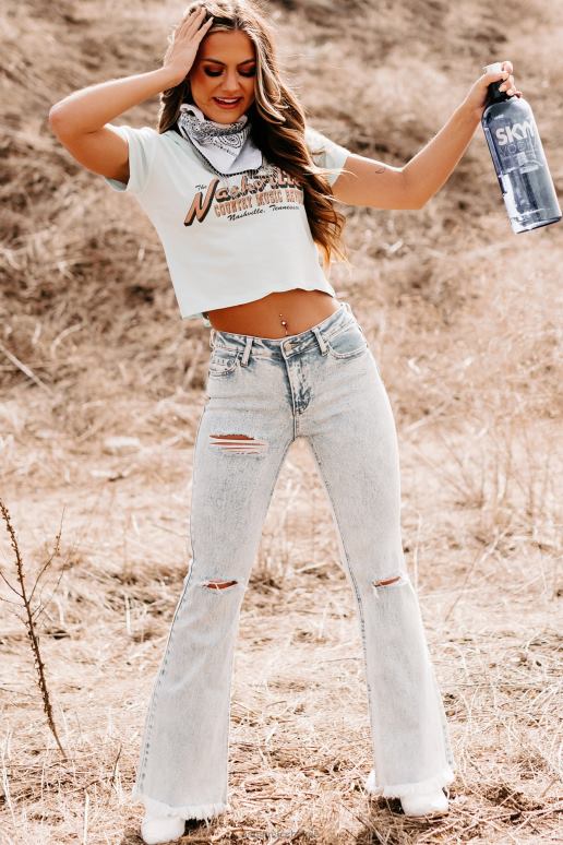 mintblauw countrymuziek revue grafisch crop-t-shirt NanaMacs HPTT854