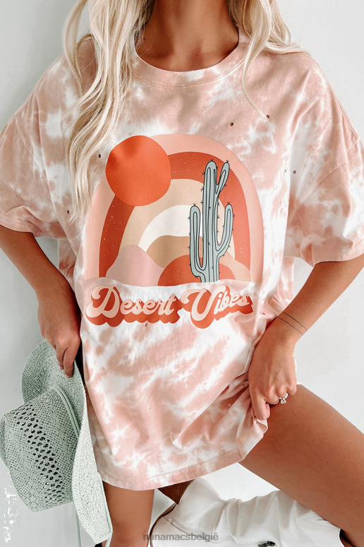 pastelroze desert schemering oversized distressed tie-dye grafisch t-shirt NanaMacs HPTT1073