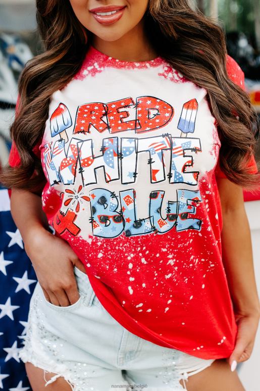 rood feestelijk vierde gebleekt grafisch t-shirt NanaMacs HPTT845
