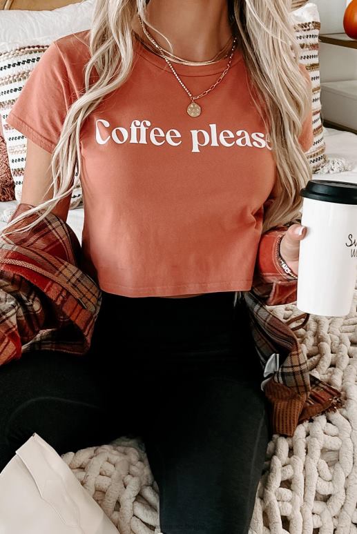 terracotta bijgesneden grafisch T-shirt NanaMacs HPTT1103