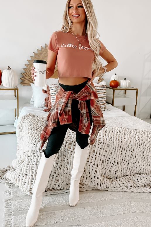 terracotta bijgesneden grafisch T-shirt NanaMacs HPTT1103