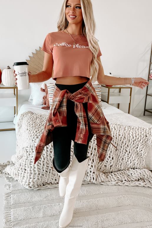 terracotta bijgesneden grafisch T-shirt NanaMacs HPTT1103