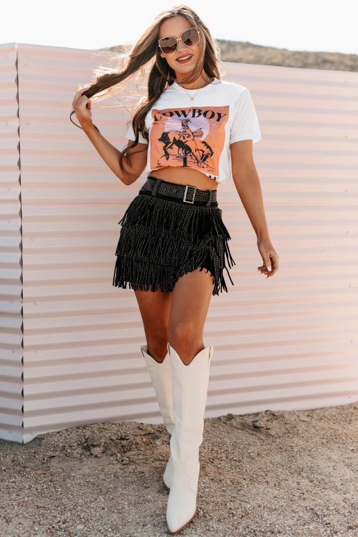 wit cowboy redt de dag grafische t-shirt NanaMacs HPTT1104