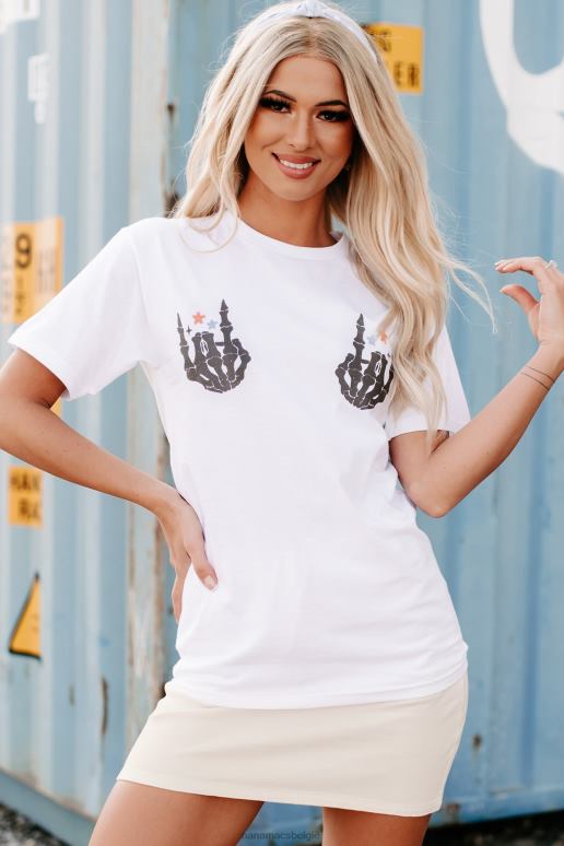 wit rocking out to freedom dubbelzijdig grafisch t-shirt NanaMacs HPTT1087