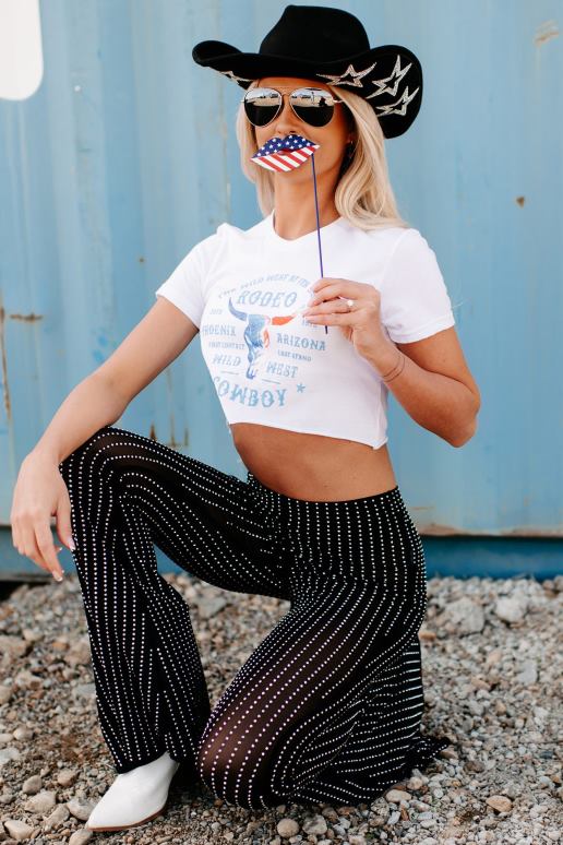 wit rodeo cowboy cropped T-shirt met onafgewerkte zoom NanaMacs HPTT789