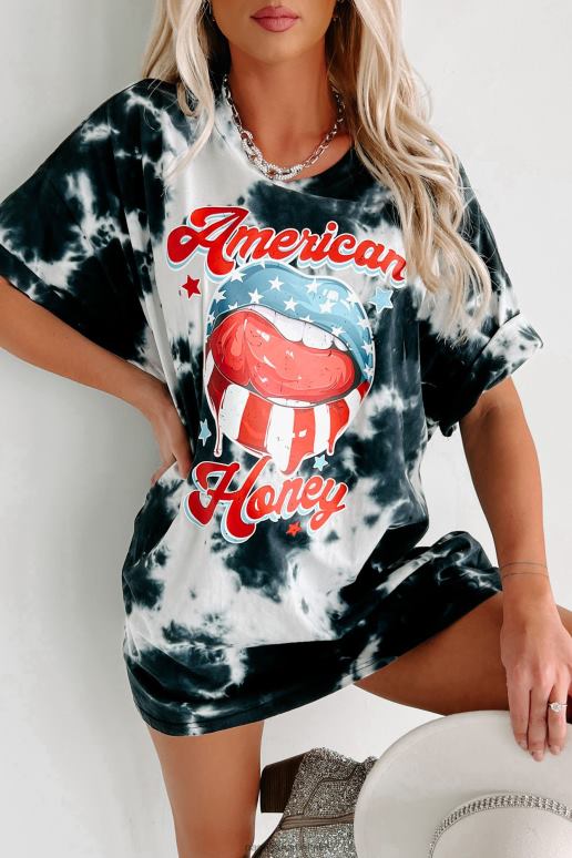 zwart jong wild free oversized distressed tie-dye grafisch t-shirt NanaMacs HPTT842