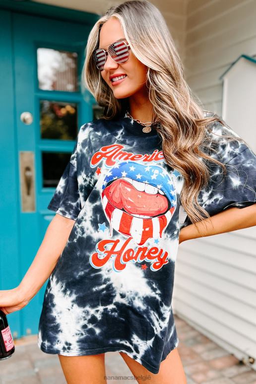 zwart jong wild free oversized distressed tie-dye grafisch t-shirt NanaMacs HPTT842