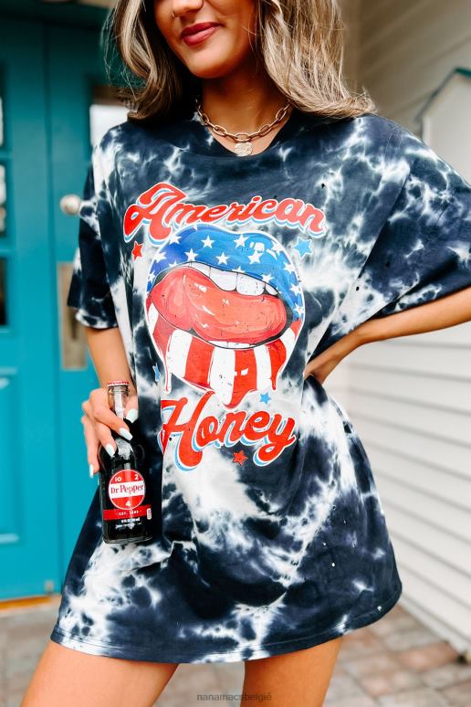 zwart jong wild free oversized distressed tie-dye grafisch t-shirt NanaMacs HPTT842