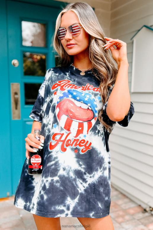 zwart jong wild free oversized distressed tie-dye grafisch t-shirt NanaMacs HPTT842