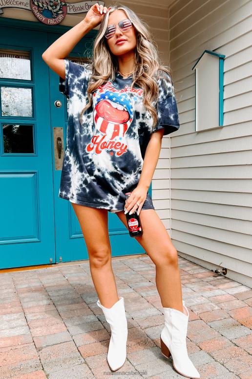 zwart jong wild free oversized distressed tie-dye grafisch t-shirt NanaMacs HPTT842