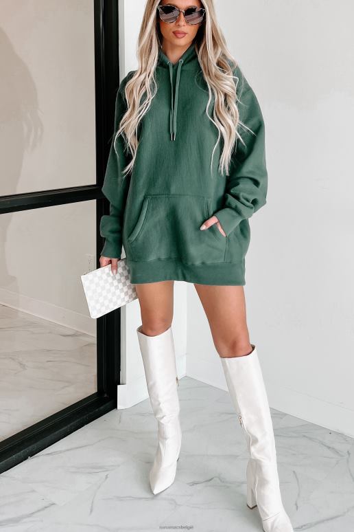 alpen groen geribbelde zware hoodie aan de zijkant NanaMacs HPTT655