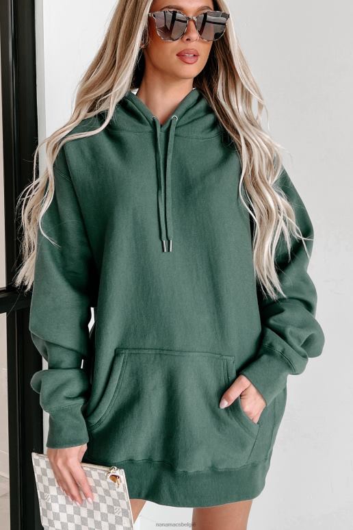 alpen groen geribbelde zware hoodie aan de zijkant NanaMacs HPTT655