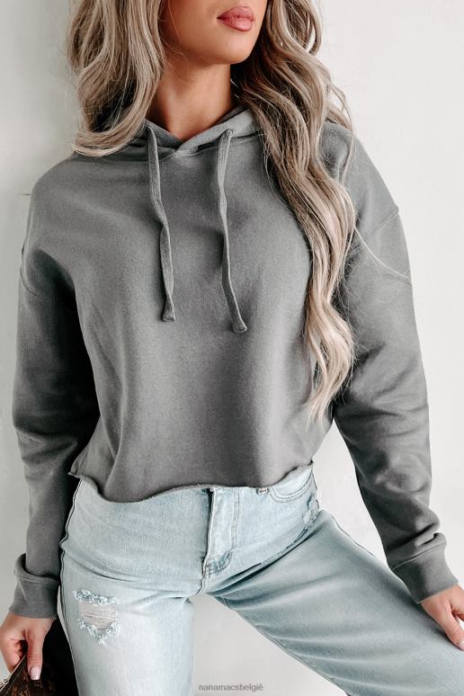 storm grijs cropped hoodie met onafgewerkte zoom NanaMacs HPTT1236