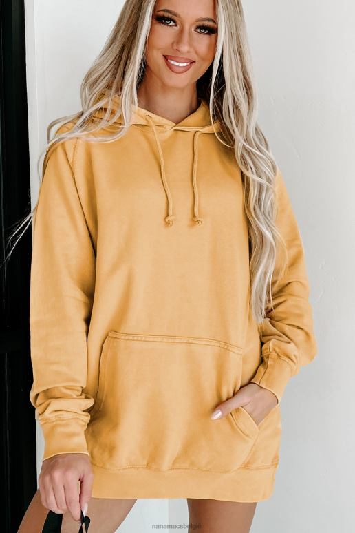 vintage mosterd hoodie met minerale wassing NanaMacs HPTT668