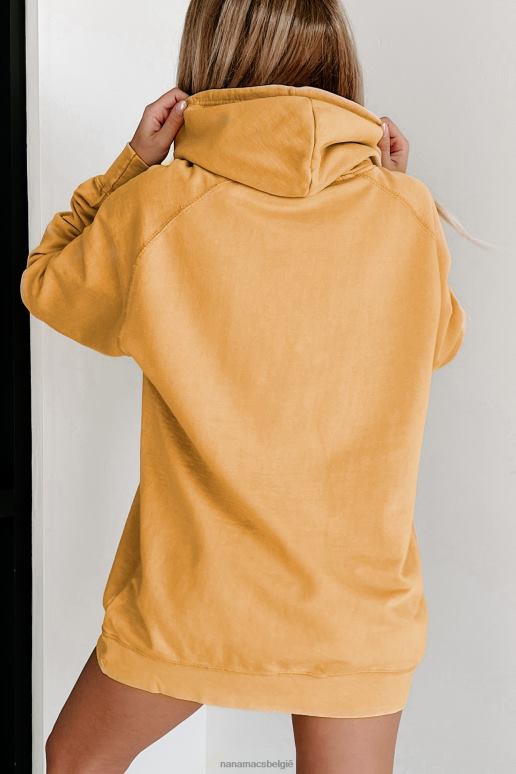 vintage mosterd hoodie met minerale wassing NanaMacs HPTT668