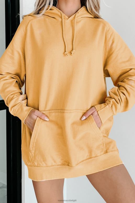 vintage mosterd hoodie met minerale wassing NanaMacs HPTT668