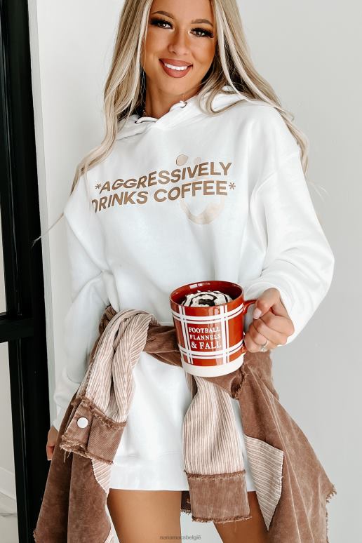wit drinkt agressief koffie grafische hoodie NanaMacs HPTT3598