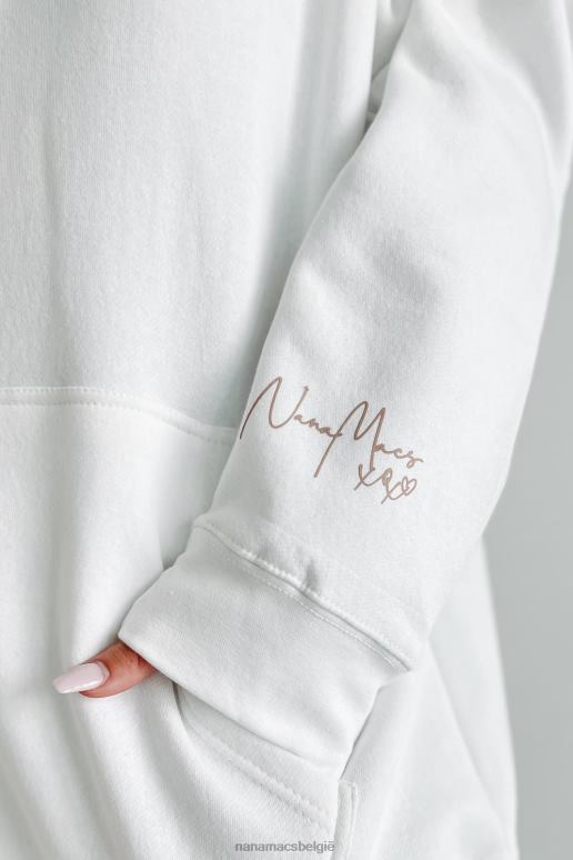 wit/taupe tekstmouw xoxo grafische hoodie NanaMacs HPTT1067