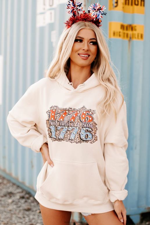 zandschelp 1776 rood wit blauwe grafische hoodie NanaMacs HPTT1005