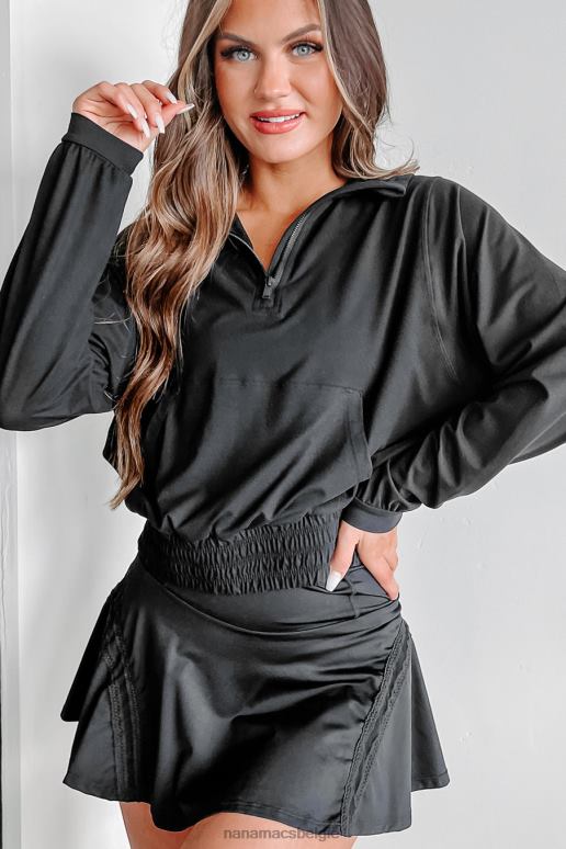 zwart avontuurlijke hoodie met kwartrits NanaMacs HPTT608