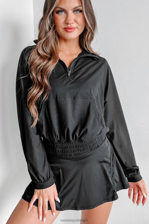 zwart avontuurlijke hoodie met kwartrits NanaMacs HPTT608