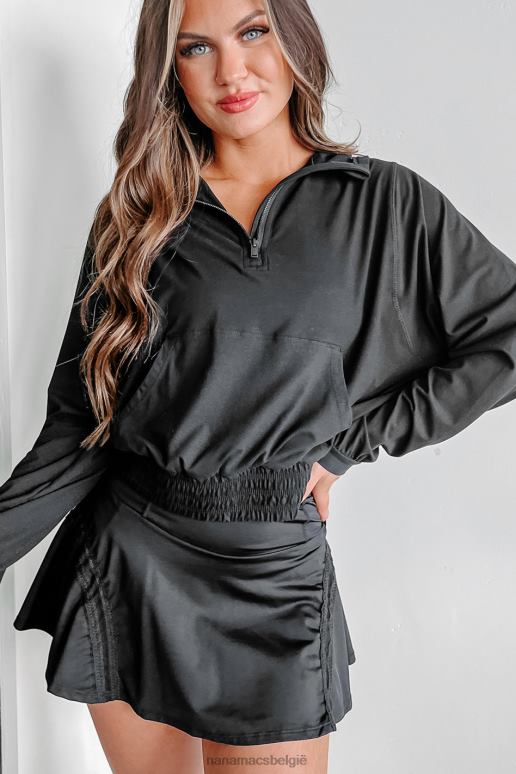 zwart avontuurlijke hoodie met kwartrits NanaMacs HPTT608