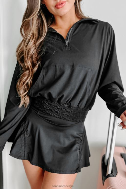 zwart avontuurlijke hoodie met kwartrits NanaMacs HPTT608