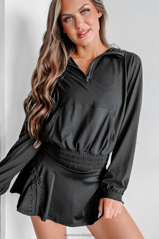 zwart avontuurlijke hoodie met kwartrits NanaMacs HPTT608