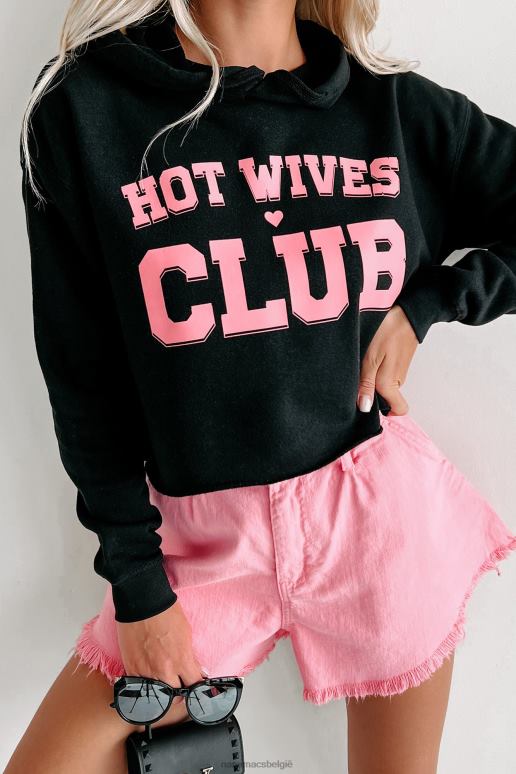 zwart hot wives club cropped grafische hoodie NanaMacs HPTT995