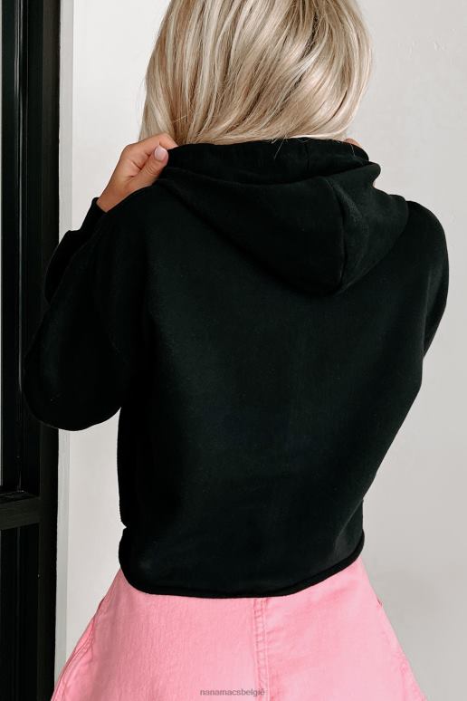 zwart hot wives club cropped grafische hoodie NanaMacs HPTT995