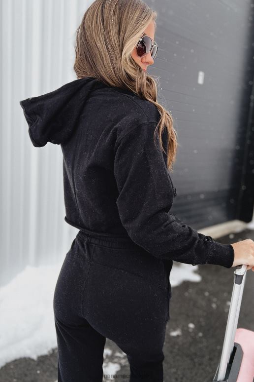 zwart nyla cropped hoodie met onafgewerkte zoom NanaMacs HPTT979