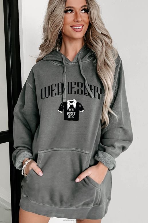 zwart we knuffelen geen hoodie met vintage wassing NanaMacs HPTT3597