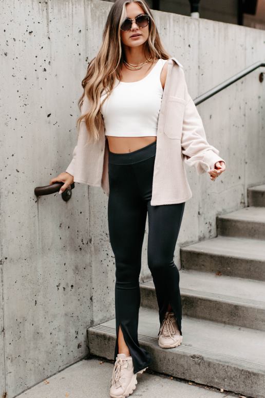 beige briljante basic geribbelde fleece shacket NanaMacs HPTT1777