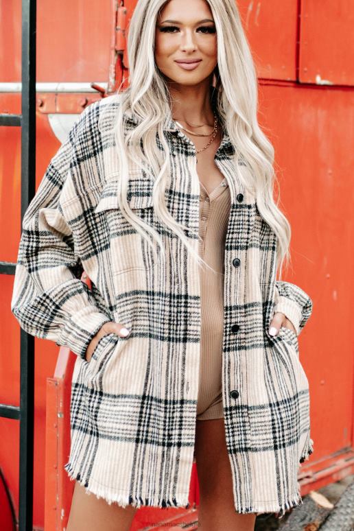 beige verdwalen geruite shacket NanaMacs HPTT3716