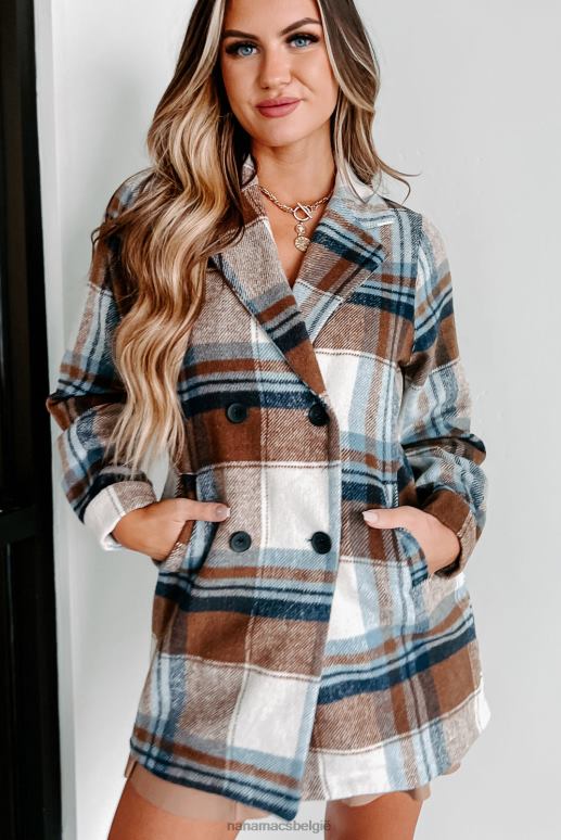 blauw/bruin mijn charmante zelf geruite blazer shaket NanaMacs HPTT3812