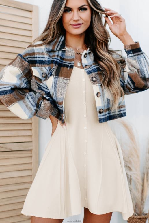 blauw/bruin verwachtingen van herfst geruite crop shaket NanaMacs HPTT3685