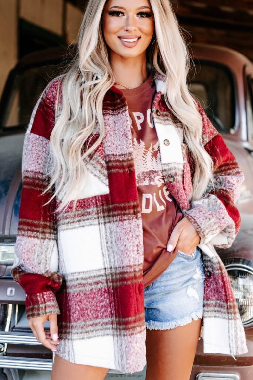 bordeaux zephyr geruite oversized shacket NanaMacs HPTT3714