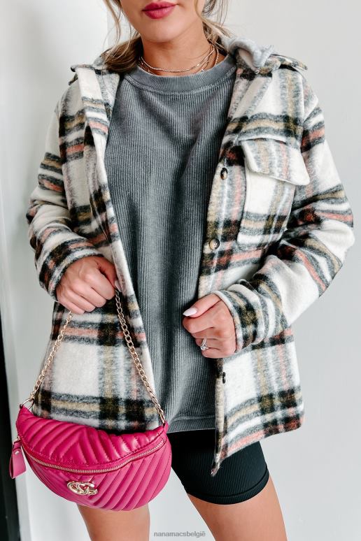 creme roest herfstwensen geruite shacket met capuchon NanaMacs HPTT3694