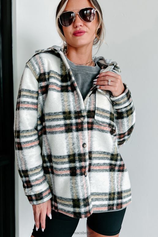 creme roest herfstwensen geruite shacket met capuchon NanaMacs HPTT3694