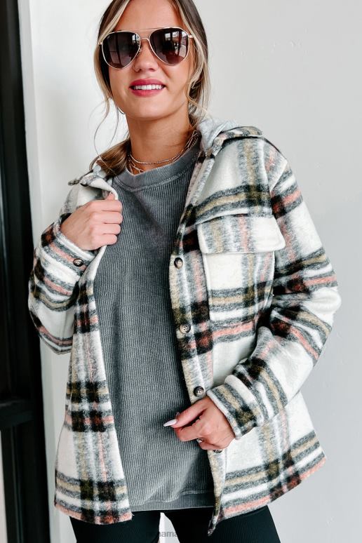 creme roest herfstwensen geruite shacket met capuchon NanaMacs HPTT3694