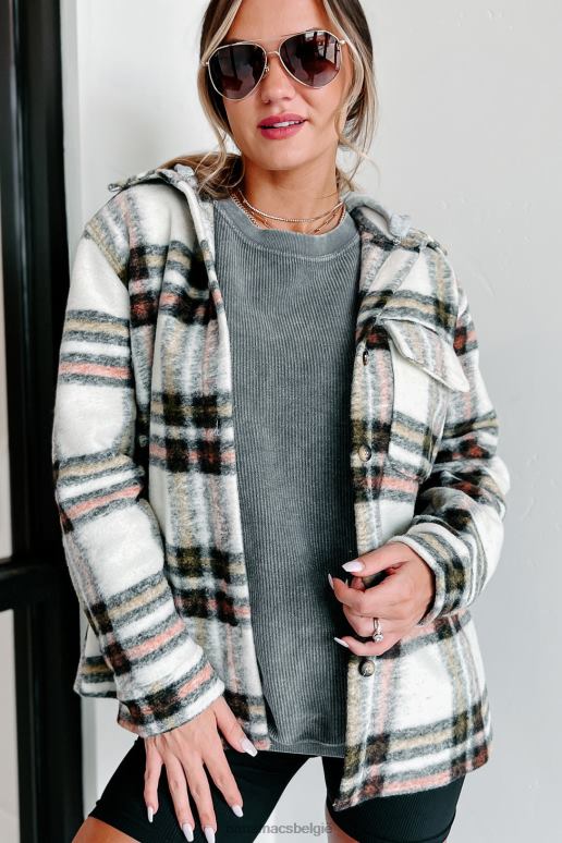 creme roest herfstwensen geruite shacket met capuchon NanaMacs HPTT3694