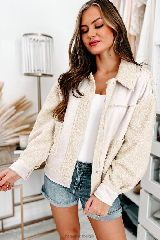 ecru houd je in de buurt van sherpa gevoerde faux suède jas NanaMacs HPTT3723