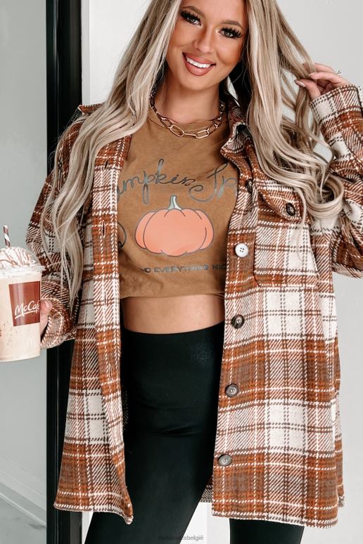 ecru/kameel verdient lof geruite shacket NanaMacs HPTT3666