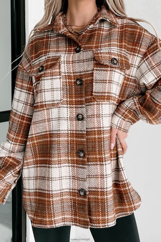 ecru/kameel verdient lof geruite shacket NanaMacs HPTT3666